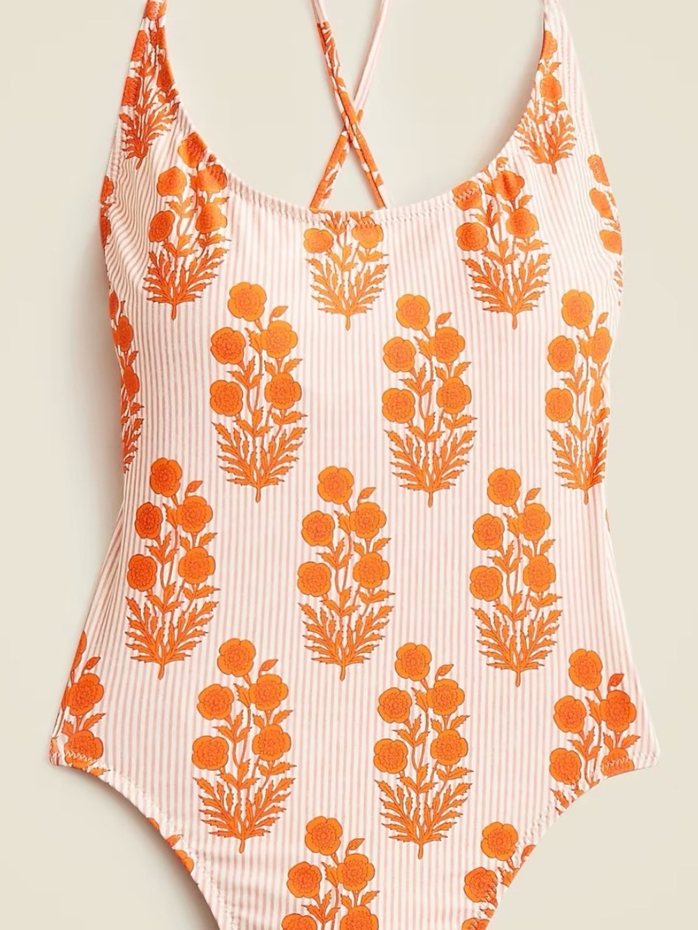 SZ Blockprints x J.Crew Scoopneck One-Piece Swimsuit Phool Floral Orange 8